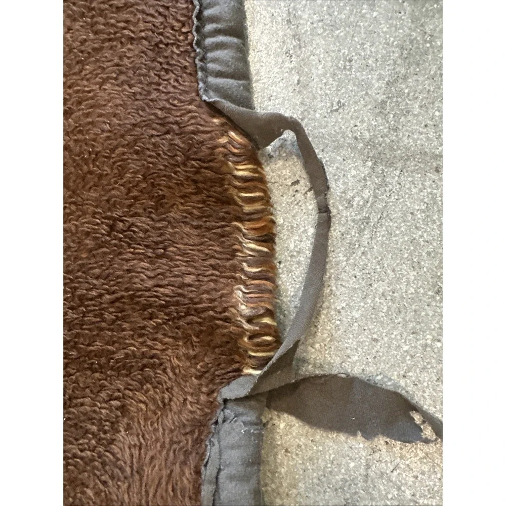 VTG San Marcos 2-Tone Brown Sz77x69 Reversible Blanket Heavyweight BigCat 1970's
